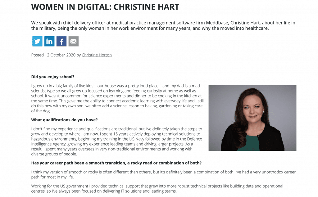 Meddbase CDO Christine Hart Think Digital Article