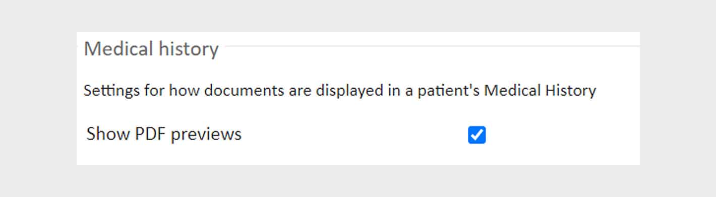 Medical History PDF Preview Checkbox