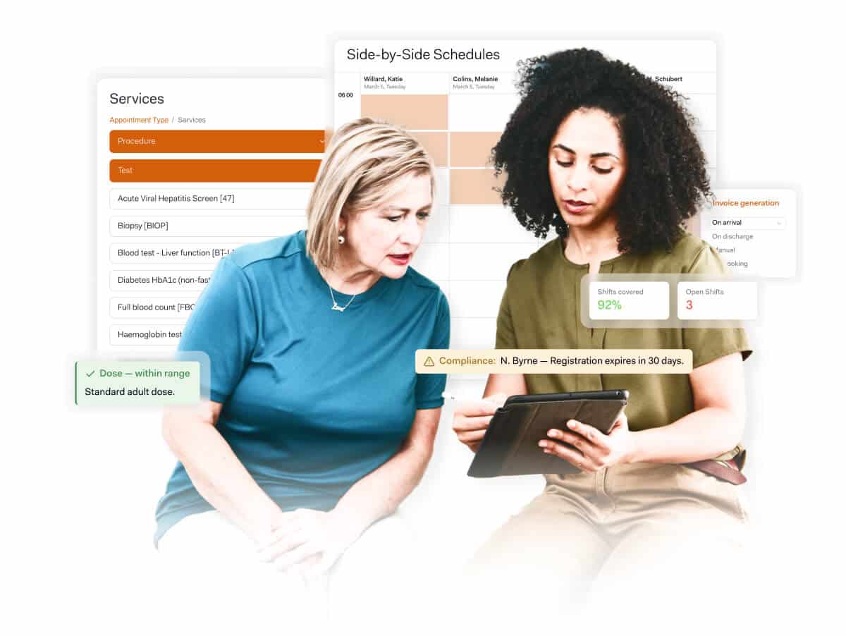 Clinicians using Cority Meddbase healthcare management software